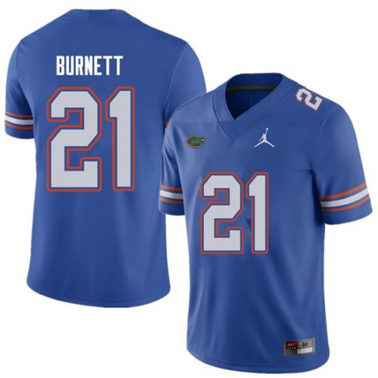 Men's Florida Gators #21 McArthur Burnett NCAA Jordan Brand Royal Authentic Stitched College Football Jersey VKN3862CB